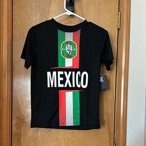 Black Medium Mexico Futbol Kids Short Sleeve Shirt